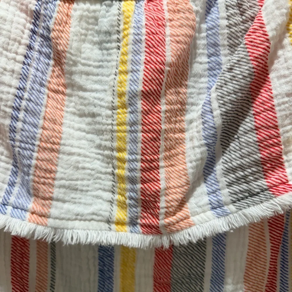 Allison Joy Striped Off Shoulder Ruffle Cotton Top M Summer Picnic Ready!